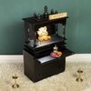 D'Dass Multi Color Mdf and Sheesham Wooden Temple With Cabinet For Pooja