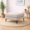 Doe Buck Minimal Luxe Ottoman Bench in Light Grey Colour Fabric with Dark Wood Legs