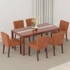Atlas Crest Storage Solid Wood 6 Seater Dining Table With Set Of 6 Ludo Dining Chairs