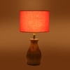 Devansh Orange Cotton Table Lamp With  Wood Natural Base (7X13 Inches)-5