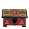 Desert Art MDF Hand Painted Red Tea Coaster Set with 6 Coasters and Holder