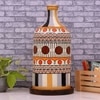 Stripe-it-out Hand Painted Glass Shade Table lamp with Wooden Base