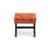 Rosslyn Solid Wood Pouf Stool in Bird Print Orange Ethnic Kantha fabric