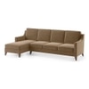 Abbey Sectional Sofa (Colour : Fawn Velvet, Cushion : Hard, Seater : Left Aligned 3 Seater + Left Aligned Chaise)
