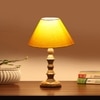 Devansh Yellow Cotton Table Lamp With  Wood Natural Base (10X10X16) Inches)-31