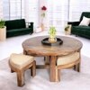Nashville Sheesham Wood 4 Seater Coffee Table Set In Teak Finish