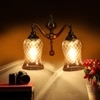 Devansh Metal Electric Wall Light in Antique gold Colour with Lavender Shade Count of 2 Lights