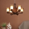 Eliante Chandelier - 6 Light Mild Steel Wood Glass Hanging Ceiling Light Fixture