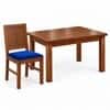 Globally Indian Shilpa Solid Sheesham Wood 4 Seater Dining Table Set 4 Chairs Navy Blue
