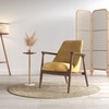 Dakota Solid Wood Lounge Chair In Stria Mustard