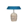 Turquoise Jute with White Brushed Wood Table Lamp