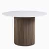Velin Round Solid Mango Wood Pedestal Dining Table Silver Oak White