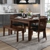 Diner 6 Seater Dining Table With Diner Upholstered Chairs and Bench (Finish : Dark Walnut, Chair Colour : Grey)