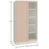 Celestia Double Door Bookshelf cum Crockery Cabinet with Toughened Glass in Sandy Beige Colour