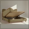 Solara Wave Luxe King Size Bed in velvet With Oak wood Frame & Hydraulic Storage