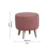 Doe Buck Parker Velvet Round Ottoman Stool in Pink Colour with Wooden Legs