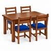 Globally Indian Sarala Solid Sheesham Wood 4 Seater Dining Table Set 4 Chairs Navy Blue