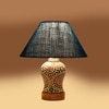 Devansh Conical Turquoise Jute Shade Lamp With Wood & Mosaic Glass Base For Decoration/Office/Home/Gifting/Study For Decoration/Office/Home/Gifting/Study -(10X10X14.5) Inches -A