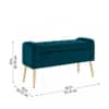 Doe Buck Upholstered Storage Bench in Teal Colour with Gold Legs