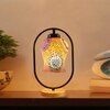 Devansh Multicolor Glass Wooden & Iron  Table Lamp -17 Inch Height  -Ajh