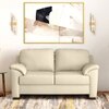 Farina 2 Seater Half Leather Sofa In Creme Fraiche Italian Leather