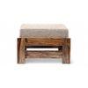 Amber Sheesham Wood Foot Stool in Teak Finish with Jute Beige Cushion