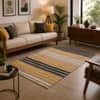 Imperial Knots Yellow Stripes Hand Woven Cotton Dhurrie 2.5x4 Feet