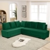 Melo 3 Seater Left Sectional Velvet Sofa Cum Bed in Green colour