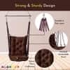 Swingzy Soft Leather Velvet Hanging Swing Chair for Adults Cotton Brown