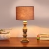 Devansh Grey Cotton Table Lamp With  Wood Natural Base (7X17.5 Inches)-7
