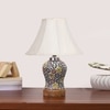 Devansh Off-White Cotton Shade Lamp With Wood & Mosaic Glass Base For Decoration/Office/Home/Gifting/Study For Decoration/Office/Home/Gifting/Study