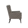 Joan Printed Infinity Grid Fabric Wing Chair in Green Colour