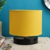 Slater Yellow Fabric Shade Table Lamp with Black Iron Base