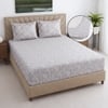Creamy Beige floral Cotton  400 Tc Fitted  Super King Size Bedsheet With 2 Pillow Covers