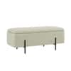 Doe Buck Luxury Boucle Storage Bench in Sage Colour with Black Metal Legs