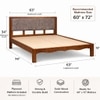 Grid Solid Wood Queen  Size Upholstered Bed Without Storage (Provincial Teak Finish, Brown Colour)