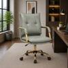 Doe Buck Marlon Modern Sage Faux Leather Office Chair