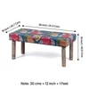 Camilla Solid Wood 2 Seater Bench In Fruit Print Blue Ethnic Kantha Fabric