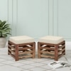 Houston Sheesham Wood Contemporary Stool in Jute White, Natural Teak Finish