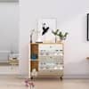 Hexa Red Engineered Wood Shoe Rack in Giant Wood and Frosty White Colour