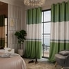 Stoa Paris Satin Long Door Curtains, Room Darkening Blackout Curtains, Pack of 2, Majestic Meadow -With Back Lining