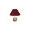 Carol Maroon Natural Fiber Shade Table Lamp with Natural Wooden Base