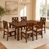 Globally Indian Anvaya Solid Sheesham Wood 6 Seater Dining Table Set 6 Chairs Beige