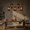 Hexa 5 Series Brown Solid Wood Cluster Hanging Light