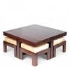 Blane Sheesham Wood 4 Seater Coffee Table Set In Walnut Finish