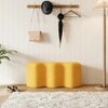 Wooden Twist Molecule Boucle Upholstered Ottoman Bench in Yellow Colour