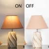 BURFORD Small Distress White Finish  Wood Table Lamp With Beige Cotton Shade