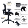 Peacifice Mid Back Ergonomic Chair in Black Colour