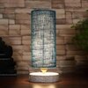 Maria Turquoise Jute lamp with White Brushed wood base