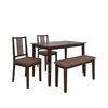 Monterey 4 Seater Dining Set with 1 Bench and 2 Chairs (Rubberwood, Dark Cappuccino Finish)